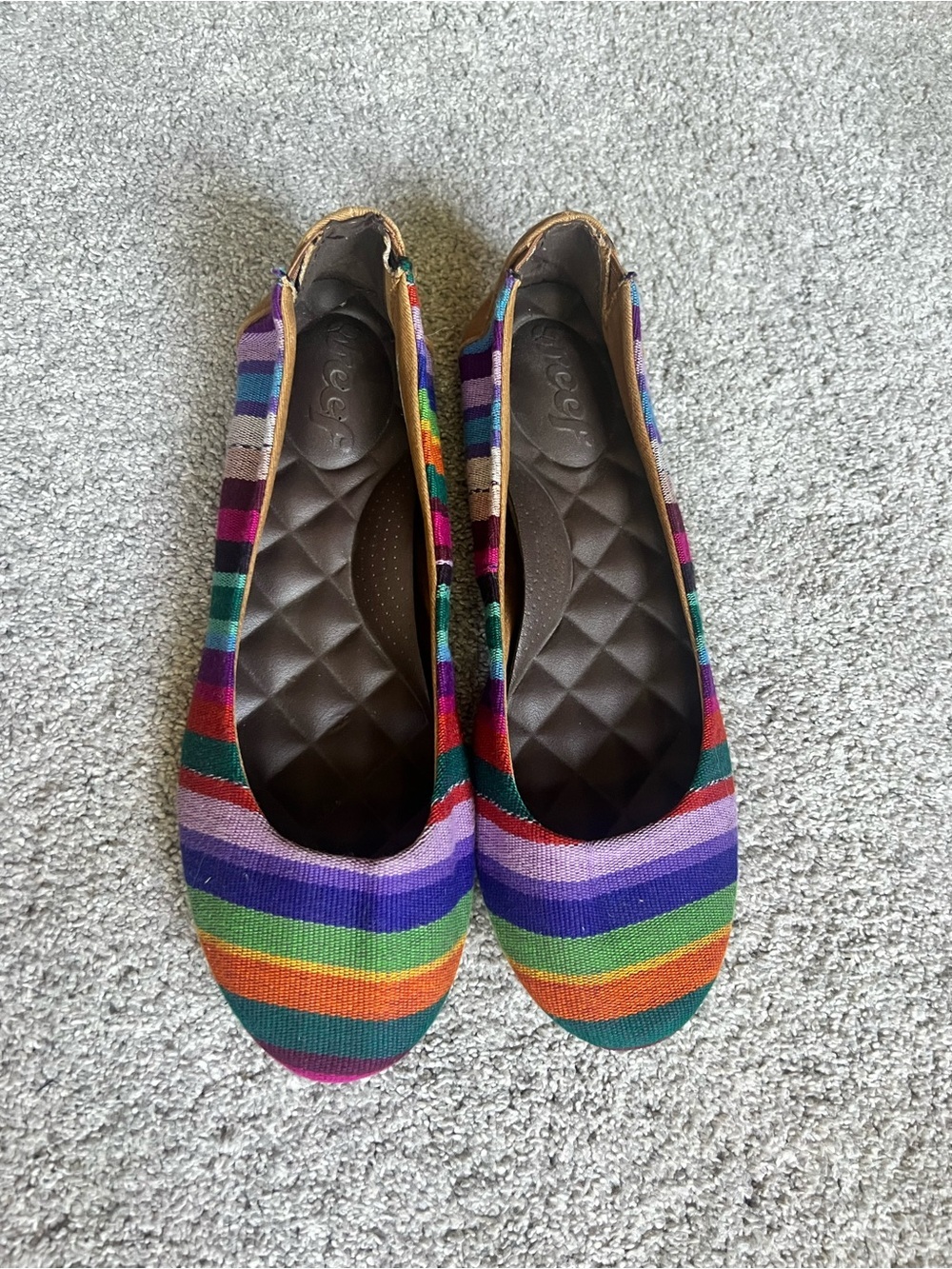 Reef Tropic Size 9 Rainbow Stripe Ballet Flats Boho Casual Colorful